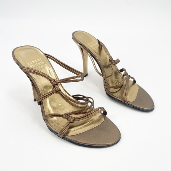 Stuart Weitzman Bronze Strappy Sandals Size 36 - Picture 1 of 8
